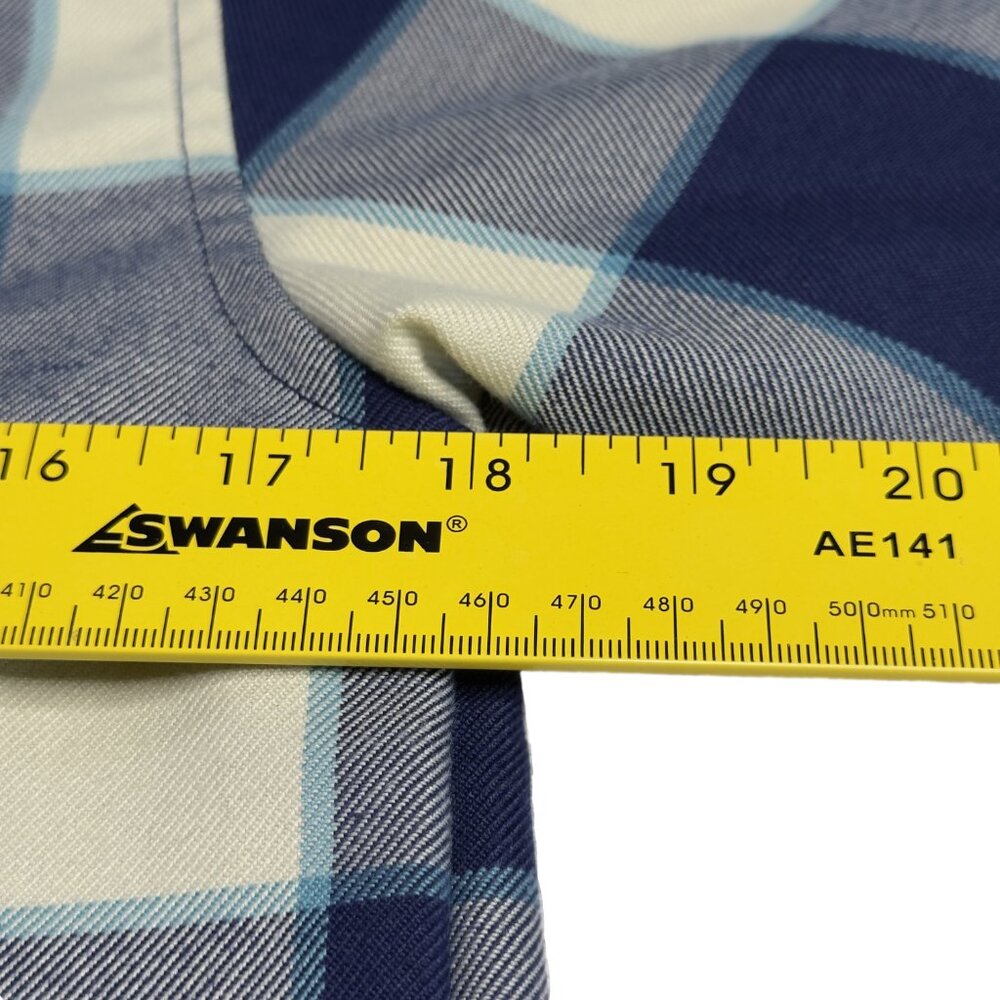 DIXXON DFC Youth Blue White Plaid Flannel Shirt Pearl Snap XL NWOT - Picture 8 of 10